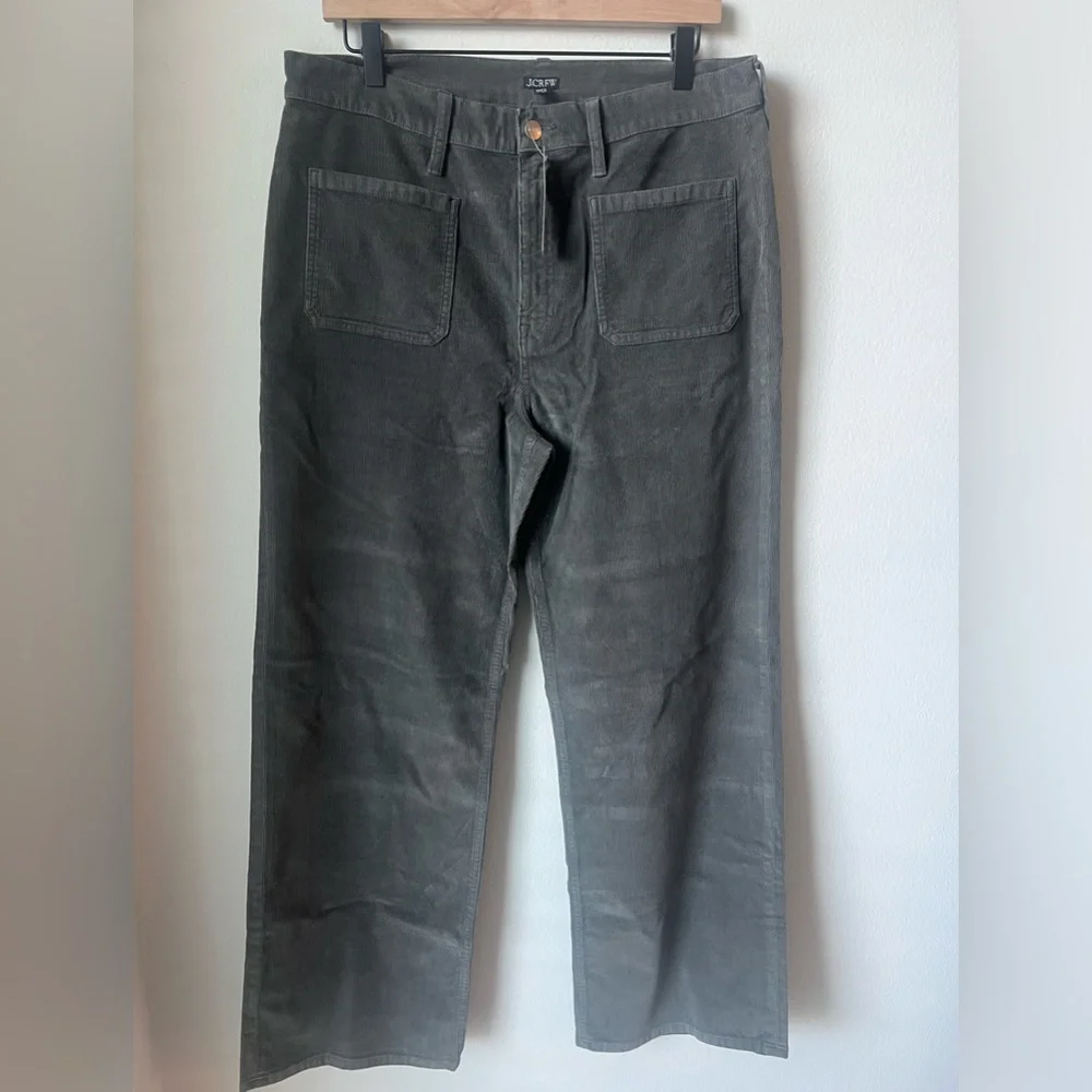 NWT JCREW Sailor slim-wide pant in stretch corduroy Size T30 Color Coal Grey - Picture 7 of 8